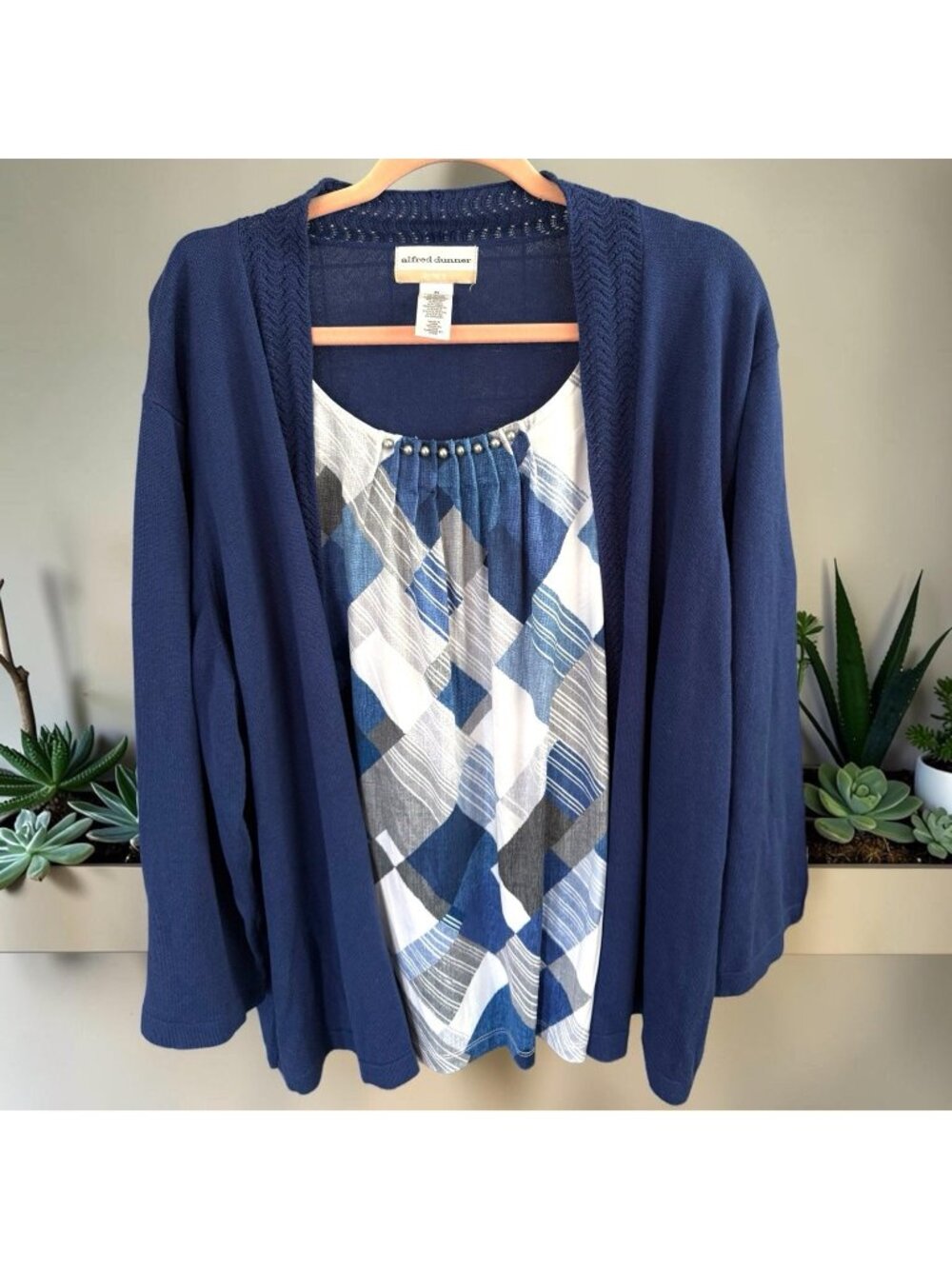 Alfred Dunner Open Front Knit Cardigan With Attached Top-Size 3X-NWT